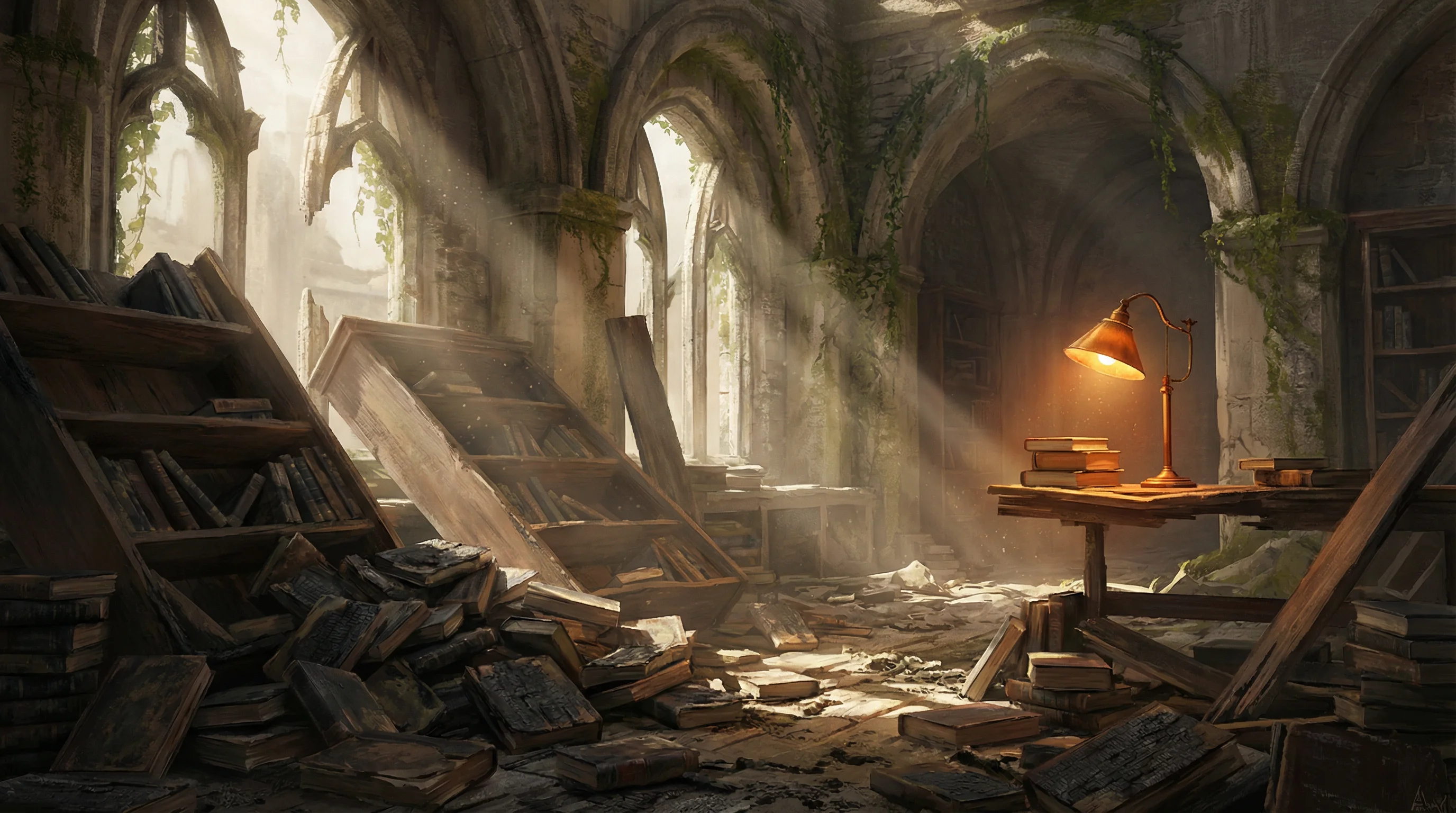 被摧毁的图书馆内部，pg平台 文明遗迹